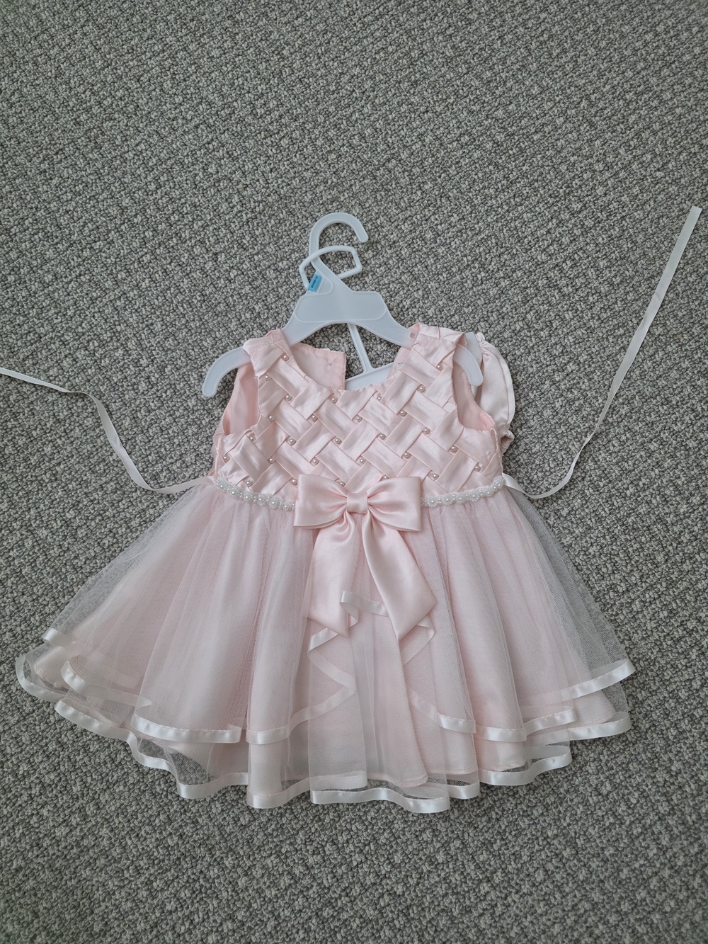 Rare Editions Pale Pink Bow Tulle Party Dress